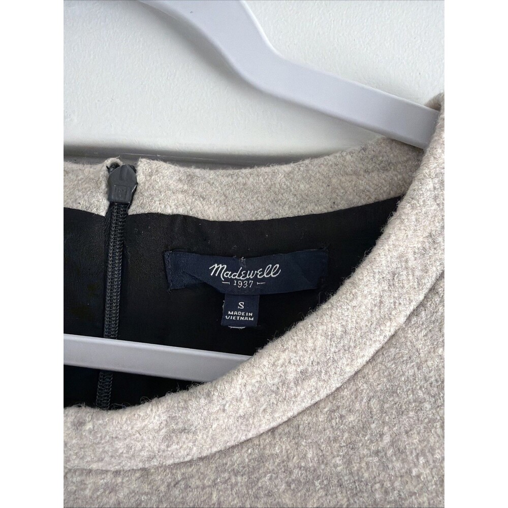 Madewell Short SZ S Wool Shift Dress Colorblock Gray Black Business Casual Zip - Picture 3 of 7
